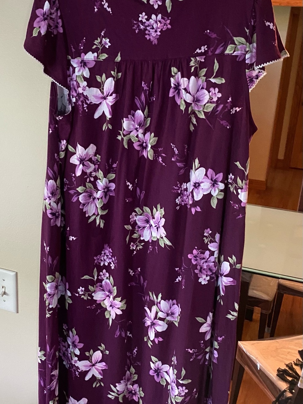 Charter Club Plum Floral Lace-Trim Nightgown - Picture 2 of 6